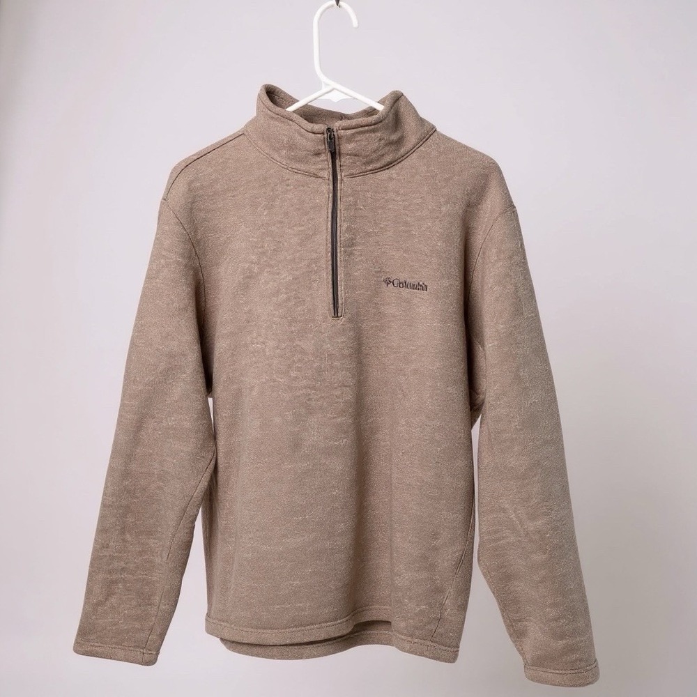 Columbia 1/4 Zip Pullover Shirt L Men Sweatshirt Brown Activewear Layering